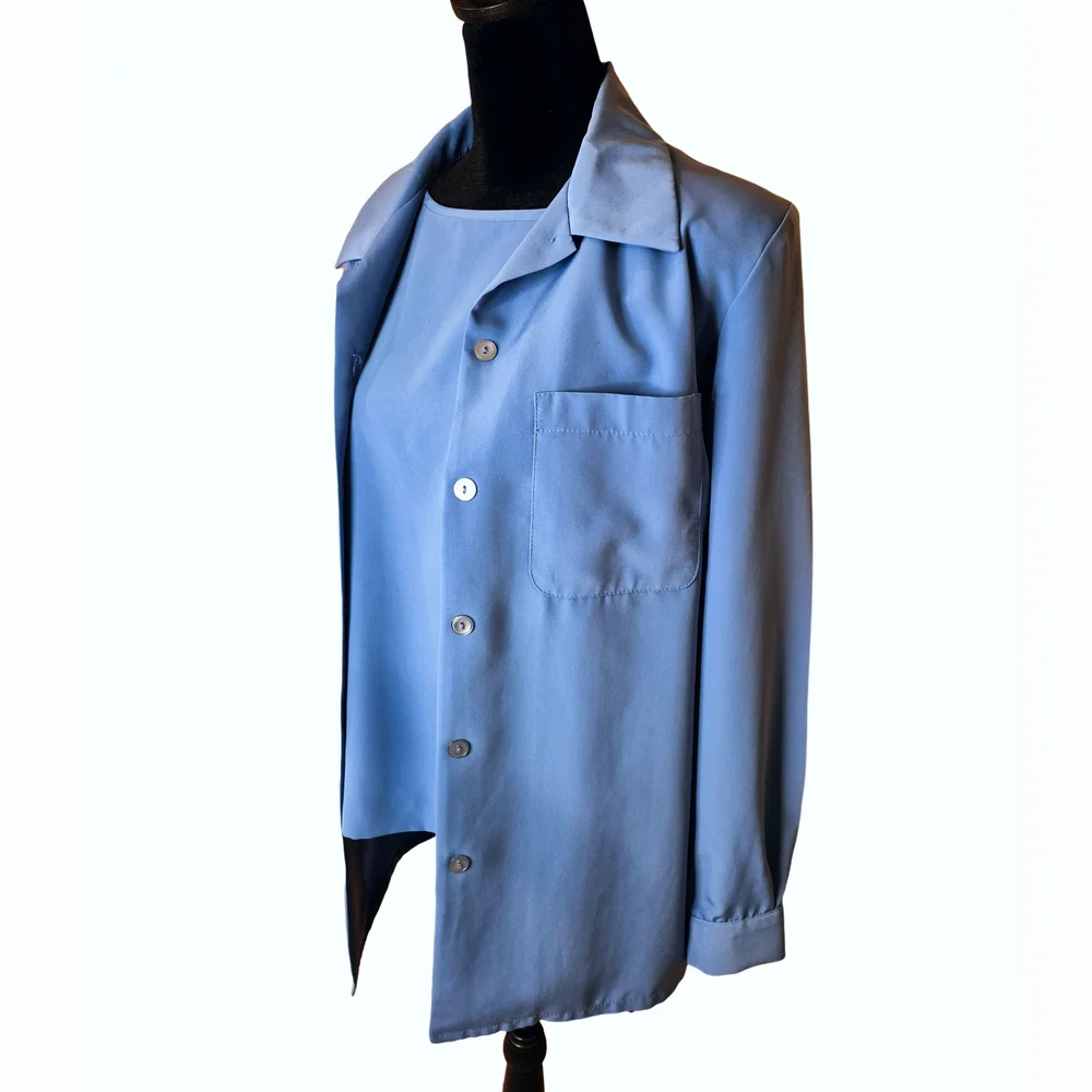 Bedford Fair Blue 2-Piece Blouse & Tank Set | Vintage Style | Size Medium Set - Picture 3 of 7